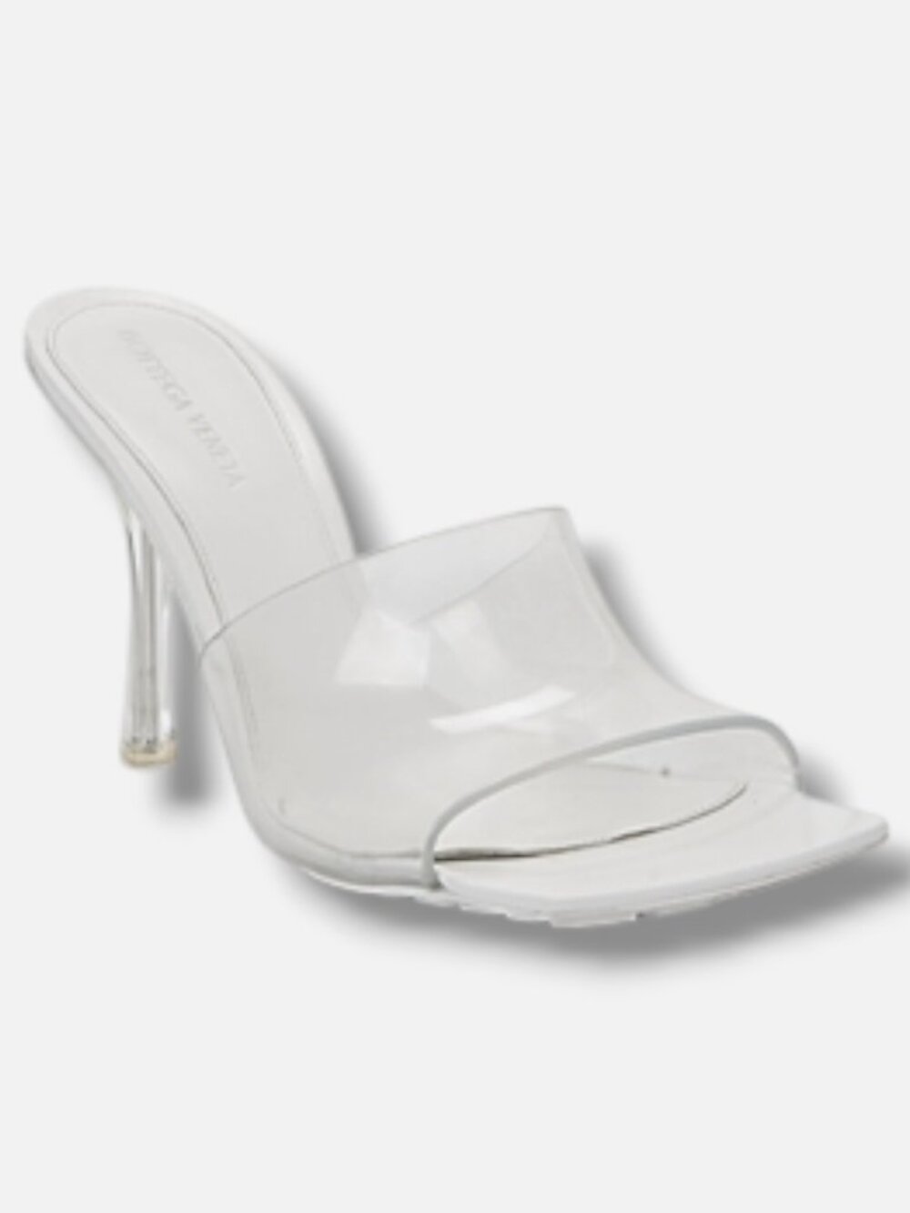 Bottega Veneta Womens White Clear High Heel Slide Sandals Size 8